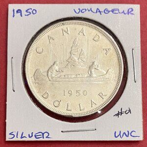 Remarkable 1950 Canada Uncirculated Silver $1 Dollar Coin!
